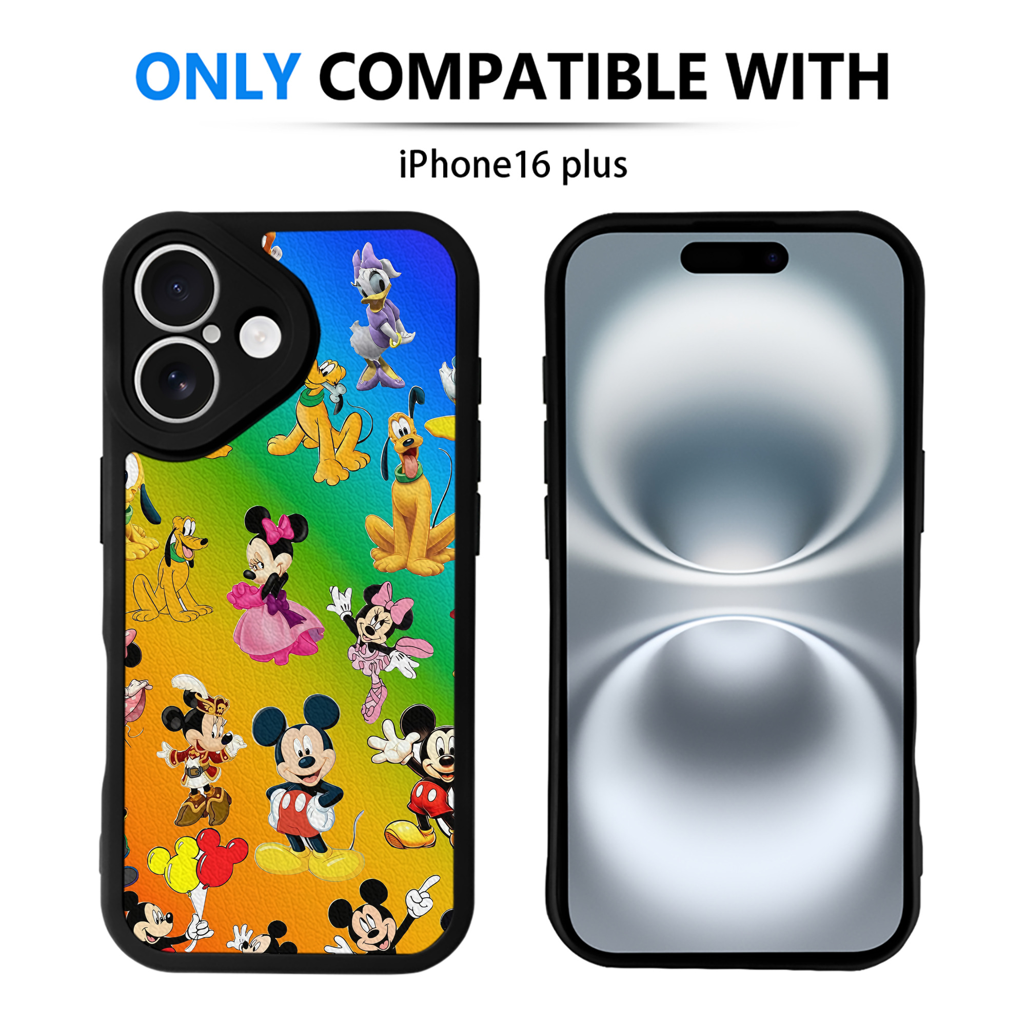 （画像用） ミッキーマウス Mickey Mouse 【iPhone 16シリーズ対応】シリコンスマホケース（レザー調） 材質：シリコン